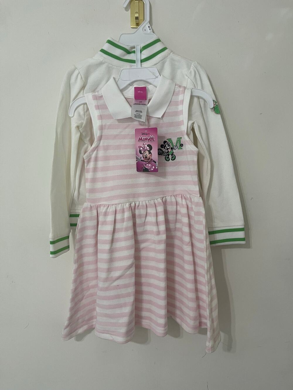 Disney Minnie Mouse Tennis Dress & Jacket Set 3T Pink White Striped